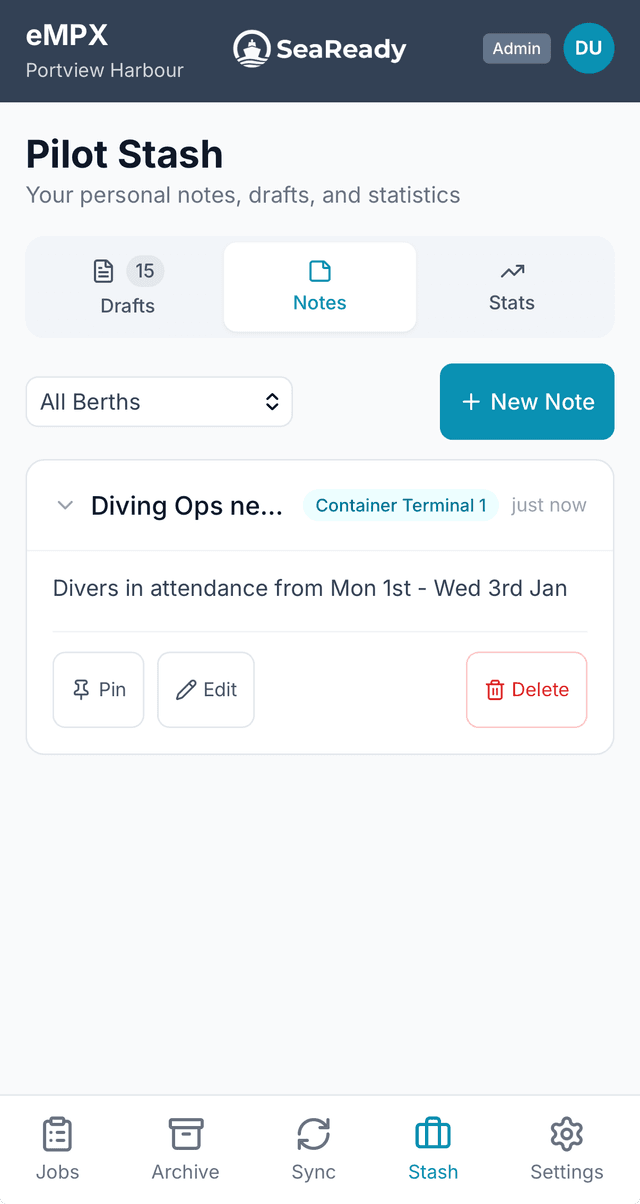 Create personal notes and view stats